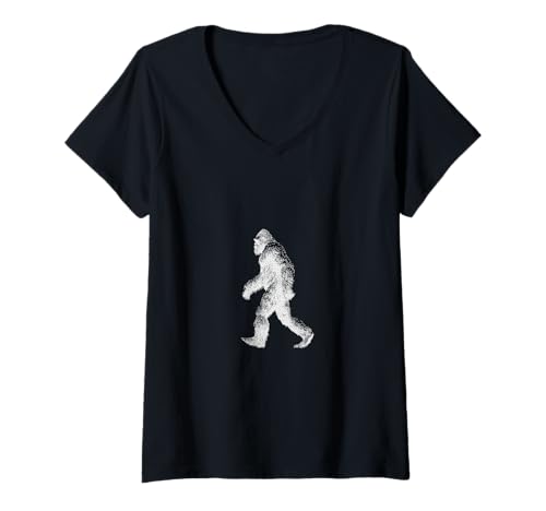 Damen Lustiger Bigfoot Retro Sasquatch T-Shirt mit V-Ausschnitt Damen Lustiger Bigfoot Retro Sasquatch T-Shirt mit V-Ausschnitt von Cool Alien, Bigfoot and UFO Designs
