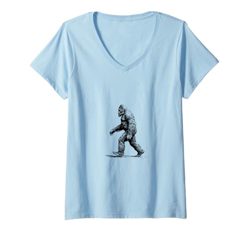 Damen Lustiges Bigfoot Retro-Sasquatch-Design für Cryptid-Liebhaber T-Shirt mit V-Ausschnitt Damen Lustiges Bigfoot Retro-Sasquatch-Design für Cryptid-Liebhaber T-Shirt mit V-Ausschnitt von Cool Alien, Bigfoot and UFO Designs
