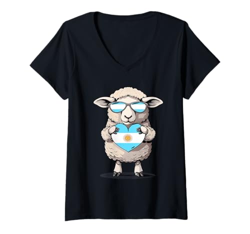 Damen Lama Argentinische Wurzeln Argentinien Stolz Herz Argentinien T-Shirt mit V-Ausschnitt von Cool Argentinian Roots Argentina