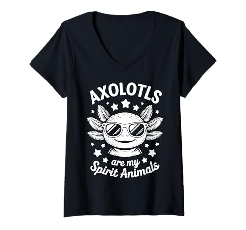 Damen Axolotls Spirit Animals Lustiger Axolotl T-Shirt mit V-Ausschnitt Damen Axolotls Spirit Animals Lustiger Axolotl T-Shirt mit V-Ausschnitt von Cool Axolotls Fun Axolotl Designs