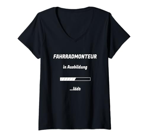 Damen Fahrradmonteur im Training ... beladen T-Shirt mit V-Ausschnitt von Cool Azubi -Azubine Fahrradmonteur