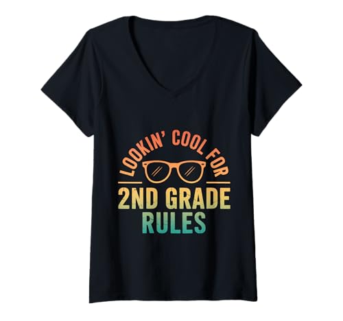 Damen Sieht cool aus für die 2. Klasse zurück in die Schule T-Shirt mit V-Ausschnitt Damen Sieht cool aus für die 2. Klasse zurück in die Schule T-Shirt mit V-Ausschnitt von Cool Back to School Tee 2nd Grade