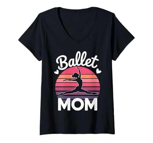 Damen Ballett Mama Ballerina Lustiges Ballett T-Shirt mit V-Ausschnitt von Cool Ballet Dancer Fun Ballet Mom Design