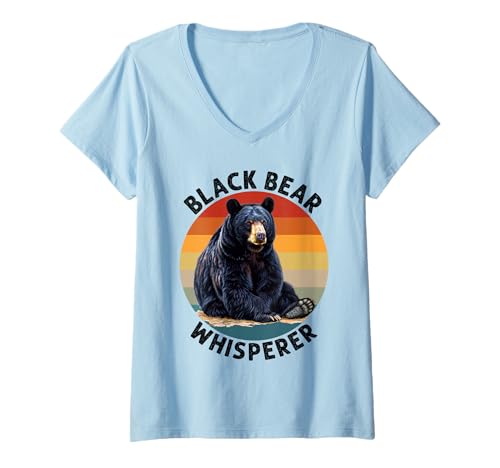 Damen American Black Bear Whisperer Lover Geschenke für Männer Frauen T-Shirt mit V-Ausschnitt von Cool Bear Lovers and Fan gifts costume