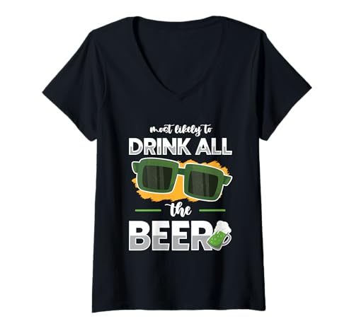 Damen Drinks Well with Others St Patricks Day Bier Trinker Shirt T-Shirt mit V-Ausschnitt Damen Drinks Well with Others St Patricks Day Bier Trinker Shirt T-Shirt mit V-Ausschnitt von Cool Beer Lover Party Pub Drinking St Patricks Day