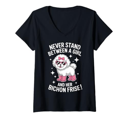 Damen Bichon Frise Girl Funny Bichon Frisé T-Shirt mit V-Ausschnitt von Cool Bichon Frise Funny Bichon Frise Girl Design