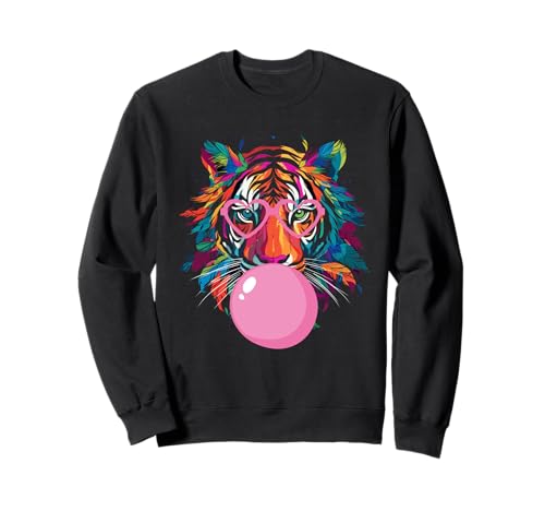 Cool Big Tiger Bubble Gum Färbbrille Mama Frauen Liebhaber Sweatshirt von Cool Big Tiger Bubble Gum Coloring Apparel
