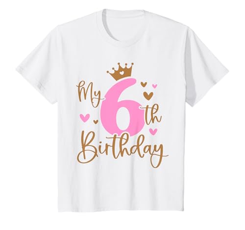 Kinder My 6th Birthday Girl 6 Years Old Birthday Party Matching T-Shirt von Cool Birthday Design for Kids Girls Boys