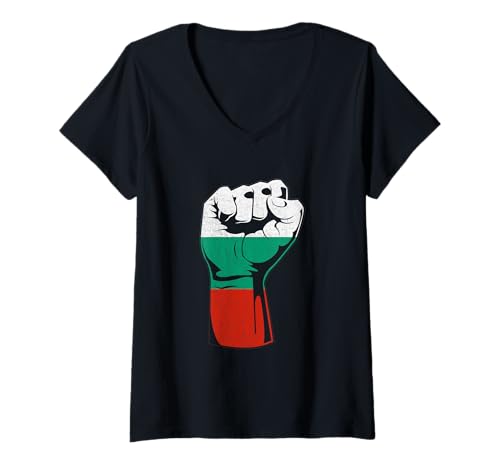 Damen Bulgarien Flagge Handfist Power Bulgarian Roots Bulgarian Pride T-Shirt mit V-Ausschnitt Damen Bulgarien Flagge Handfist Power Bulgarian Roots Bulgarian Pride T-Shirt mit V-Ausschnitt von Cool Bulgarian Roots Bulgaria