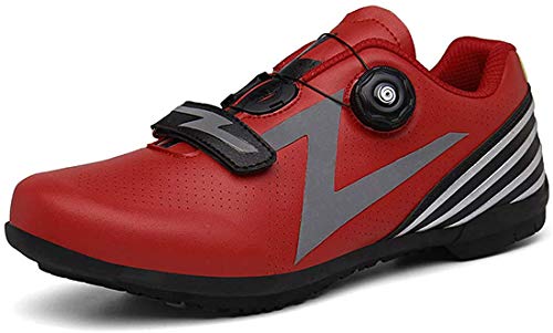 Cool-CZQ Fahrradschuhe Atmungsaktive Unisex-Outdoor-Sportarten Mountainbike Sperrfreie Fahrradschuhe Straßenrennschuhe (39,rot) von Cool-CZQ