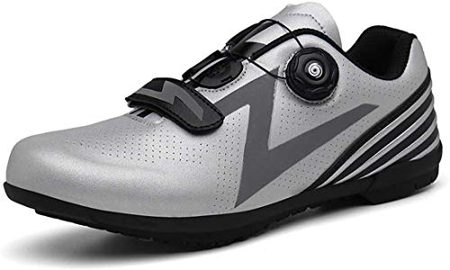 Cool-CZQ Fahrradschuhe Atmungsaktive Unisex-Outdoor-Sportarten Mountainbike Sperrfreie Fahrradschuhe Straßenrennschuhe (40,grau) von Cool-CZQ