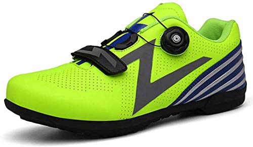 Cool-CZQ Fahrradschuhe Atmungsaktive Unisex-Outdoor-Sportarten Mountainbike Sperrfreie Fahrradschuhe Straßenrennschuhe (42,Grün) von Cool-CZQ