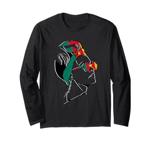 Kamerun Mädchen Kopftuch Kamerunische Wurzeln Kamerunische Flagge Langarmshirt von Cool Cameroonian Roots Cameroon