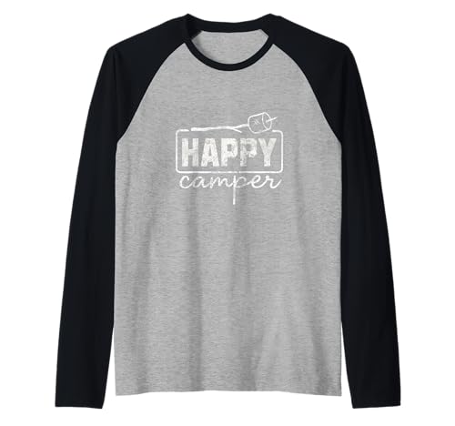 Happy Camper Marshmallow Lustiges Wandern Camping Männer Frauen Kinder Raglan von Cool Camper Crew Outdoor Camping Gear