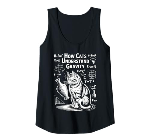 Damen Katzenphysik Wie Katzen die Schwerkraft verstehen Lustige Katze Tank Top Damen Katzenphysik Wie Katzen die Schwerkraft verstehen Lustige Katze Tank Top von Cool Cats Thinking Fun Science Cat Design