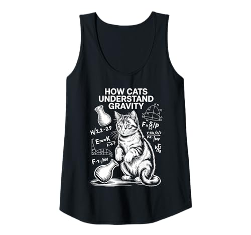 Damen Katzenphysik Wie Katzen die Schwerkraft verstehen Lustige Katze Tank Top Damen Katzenphysik Wie Katzen die Schwerkraft verstehen Lustige Katze Tank Top von Cool Cats Thinking Funny Science Cat Design