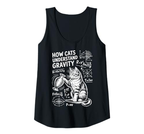 Damen Katzenphysik Wie Katzen die Schwerkraft verstehen Lustige Katze Tank Top Damen Katzenphysik Wie Katzen die Schwerkraft verstehen Lustige Katze Tank Top von Cool Cats Thinking Funny Science Cat Designs