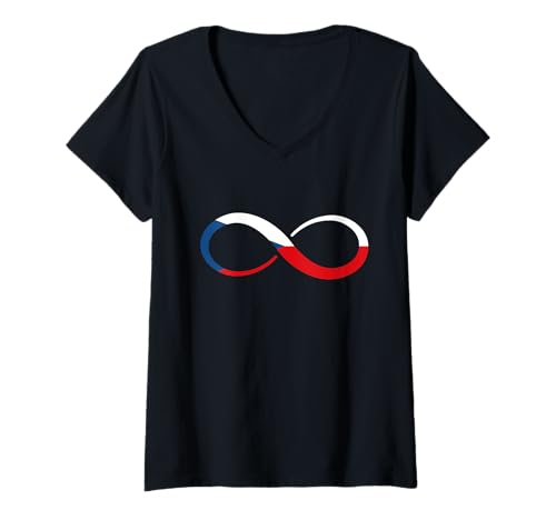 Damen Tschechische Republik Infinity Tschechische Wurzeln Tschechische Stolz Tschechische Flagge T-Shirt mit V-Ausschnitt von Cool Ceska Roots Czech Republic