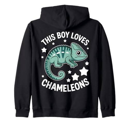 This Boy Loves Chamäleons Kapuzenjacke This Boy Loves Chamäleons Kapuzenjacke von Cool Chameleons Fun Chameleon Designs