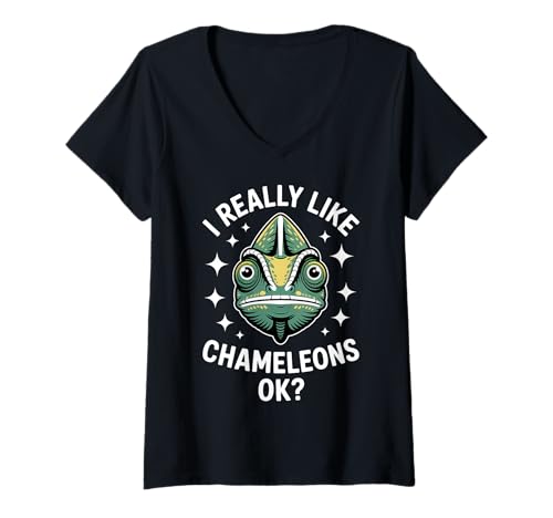 Damen Wirklich wie Chamäleons lustiges Chamäleon T-Shirt mit V-Ausschnitt Damen Wirklich wie Chamäleons lustiges Chamäleon T-Shirt mit V-Ausschnitt von Cool Chameleons Funny Chameleon Designs
