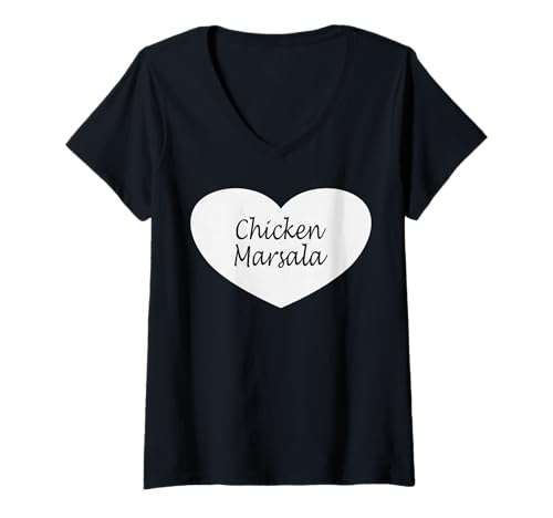 Damen Huhn Marsala Herz Bekleidung | Lustiges Hühner-Liebhaber-Design T-Shirt mit V-Ausschnitt Damen Huhn Marsala Herz Bekleidung | Lustiges Hühner-Liebhaber-Design T-Shirt mit V-Ausschnitt von Cool Chicken Marsala Humor Quote Merch