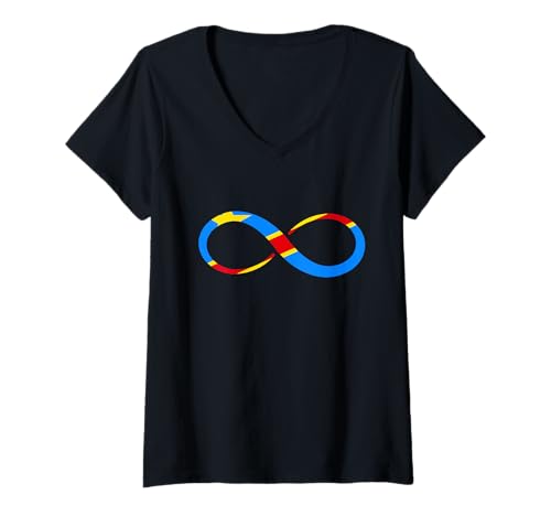 Damen Kongo Flagge Infinity Kongo Kongo Demokratische Republik Kongo T-Shirt mit V-Ausschnitt von Cool Congolese Roots Congo