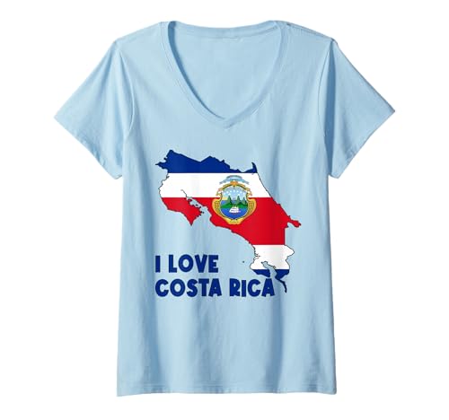 Damen Hello San José I Love Costa Rica Karte Flagge Costa Rican Mama T-Shirt mit V-Ausschnitt Damen Hello San José I Love Costa Rica Karte Flagge Costa Rican Mama T-Shirt mit V-Ausschnitt von Cool Costa Rican Happy Costa Rica Independence Day