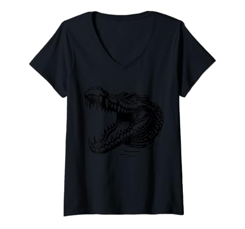Damen Coole Krokodil- und Alligator-Vibes – Schnitttier – T-Shirt mit V-Ausschnitt Damen Coole Krokodil- und Alligator-Vibes – Schnitttier – T-Shirt mit V-Ausschnitt von Cool Crocodile & Alligator Vibes - Cut Animal