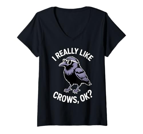Damen Krähen Lustige Krähe T-Shirt mit V-Ausschnitt Damen Krähen Lustige Krähe T-Shirt mit V-Ausschnitt von Cool Crow Funny Crows Design
