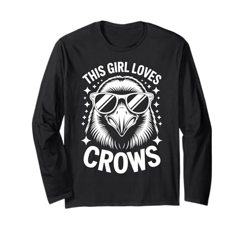 Krähen Mädchen Lustige Krähe Langarmshirt Krähen Mädchen Lustige Krähe Langarmshirt von Cool Crow Funny Crows Girl Design