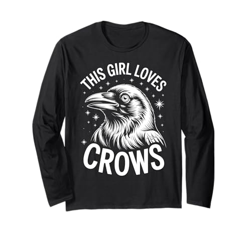 Krähen Mädchen Lustige Krähe Langarmshirt Krähen Mädchen Lustige Krähe Langarmshirt von Cool Crow Funny Crows Girl Designs