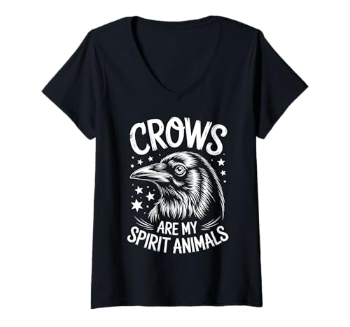 Damen Krähen Geist Tiere Lustige Krähe T-Shirt mit V-Ausschnitt Damen Krähen Geist Tiere Lustige Krähe T-Shirt mit V-Ausschnitt von Cool Crows Fun Crow Design