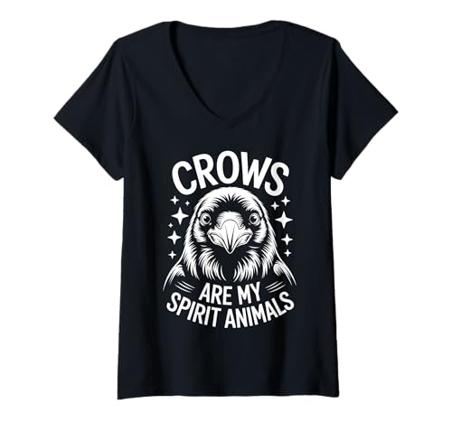 Damen Krähen Geist Tiere Lustige Krähe T-Shirt mit V-Ausschnitt Damen Krähen Geist Tiere Lustige Krähe T-Shirt mit V-Ausschnitt von Cool Crows Funny Crow Design