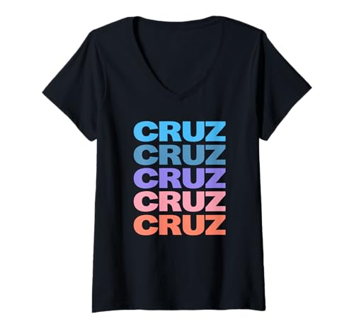 Damen Funny Modern Repeated Text Design Cruz T-Shirt mit V-Ausschnitt Damen Funny Modern Repeated Text Design Cruz T-Shirt mit V-Ausschnitt von Cool Cruz Gift Ideas