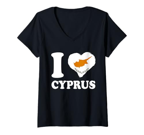 Damen Zypern-Flagge, zyprische Wurzeln, zyprischer Stolz I Liebhaber Zypern T-Shirt mit V-Ausschnitt von Cool Cypriot Roots Cyprus