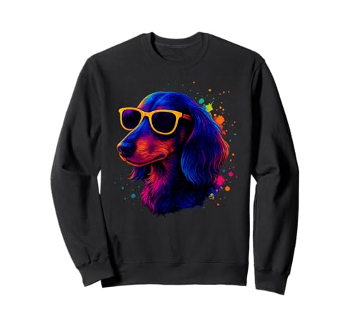 Lustiger Wiener Hundeliebhaber Pop Art bunter Dackel Mama Papa Sweatshirt von Cool Dachshund Mom Novelty Apparel