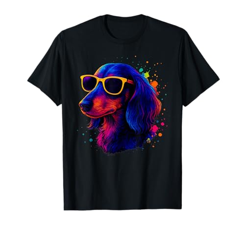 Lustiger Wiener Hundeliebhaber Pop Art bunter Dackel Mama Papa T-Shirt von Cool Dachshund Mom Novelty Apparel