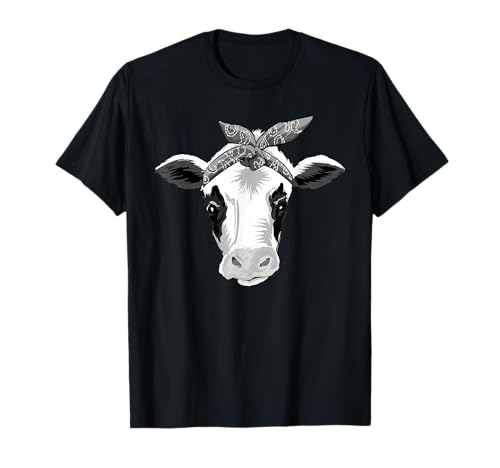 Kuhkopf mit Bandana, lustiges Bauernhof-Geschenk für Damen und Kinder T-Shirt von Cool Dairy Farm Domesticated Animal Farmside Lover