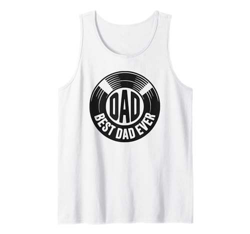 Herren Best Dad Ever Vinyl-Schallplatte Retro Musik Grafik Tank Top von Cool Designs for Father Dad Men
