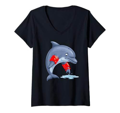 Damen Niedliches lustiges Delfin-Schwimmlerner-Geschenk für Erwachsene und Kinder T-Shirt mit V-Ausschnitt Damen Niedliches lustiges Delfin-Schwimmlerner-Geschenk für Erwachsene und Kinder T-Shirt mit V-Ausschnitt von Cool Dolphin Lover Swimmer Summer Vacation Present