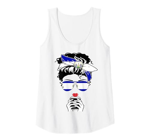 Damen Coole salvadorianische Kaffeetasse Mama Girl Tante EL Salvador Flagge Druck Tank Top von Cool El Salvador Independence Day Proud Salvadoran