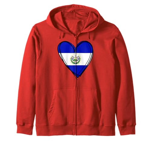 Stolzer Salvadorianischer Junge Mädchen Mama Hello EL Salvador Flagge Herz Kapuzenjacke von Cool El Salvador Independence Day Proud Salvadoran