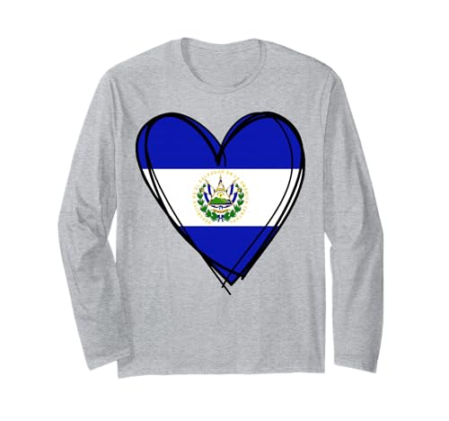 Stolzer Salvadorianischer Junge Mädchen Mama Hello EL Salvador Flagge Herz Langarmshirt von Cool El Salvador Independence Day Proud Salvadoran