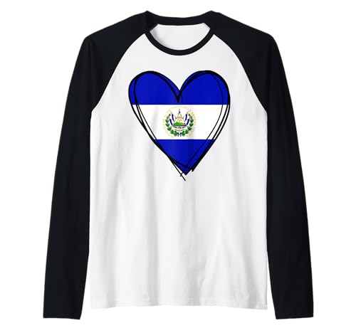 Stolzer Salvadorianischer Junge Mädchen Mama Hello EL Salvador Flagge Herz Raglan von Cool El Salvador Independence Day Proud Salvadoran