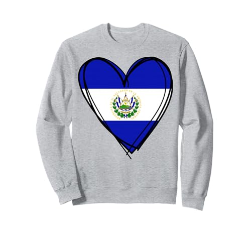 Stolzer Salvadorianischer Junge Mädchen Mama Hello EL Salvador Flagge Herz Sweatshirt von Cool El Salvador Independence Day Proud Salvadoran