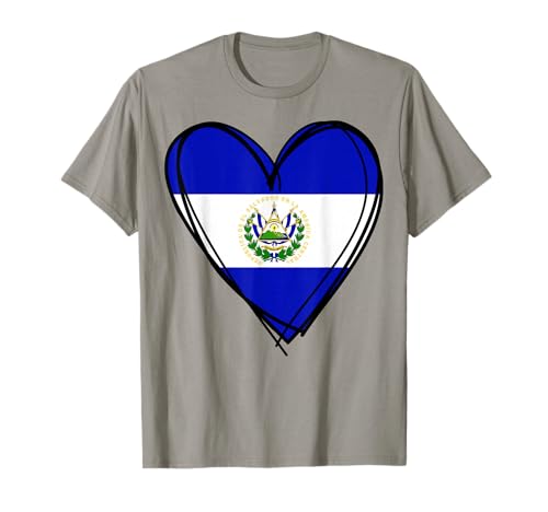 Stolzer Salvadorianischer Junge Mädchen Mama Hello EL Salvador Flagge Herz T-Shirt von Cool El Salvador Independence Day Proud Salvadoran