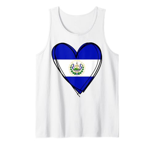 Stolzer Salvadorianischer Junge Mädchen Mama Hello EL Salvador Flagge Herz Tank Top von Cool El Salvador Independence Day Proud Salvadoran