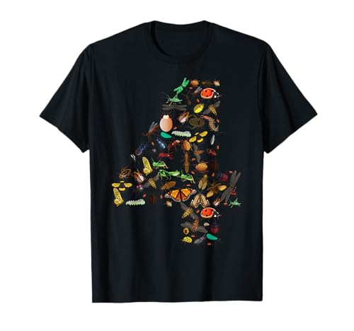 Funny Bugs 4th Birthday Gift | Cute 4 Years Old Boy Girl Kid T-Shirt von Cool Entomology B-days Lovers Teens Youth Designs