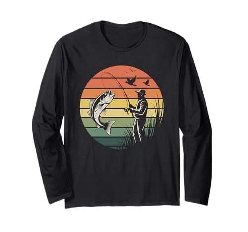 Retro Vintage Sunset Fishing Lover Fisher Design für Väter Männer Langarmshirt Retro Vintage Sunset Fishing Lover Fisher Design für Väter Männer Langarmshirt von Cool Fisherman Graphic Retirement Gift for Grandpa