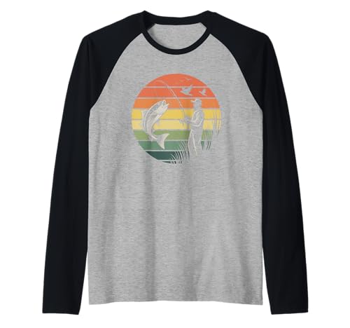 Retro Vintage Sunset Fishing Lover Fisher Design für Väter Männer Raglan Retro Vintage Sunset Fishing Lover Fisher Design für Väter Männer Raglan von Cool Fisherman Graphic Retirement Gift for Grandpa